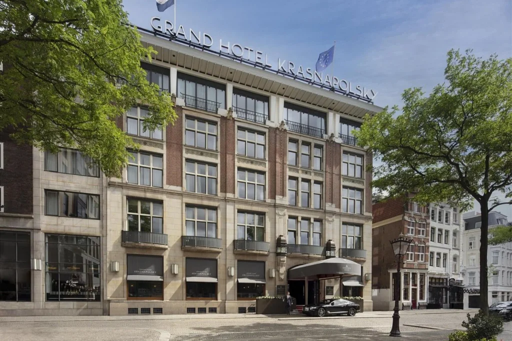 Historic exterior of Anantara Grand Hotel Krasnapolsky Amsterdam on Dam Square