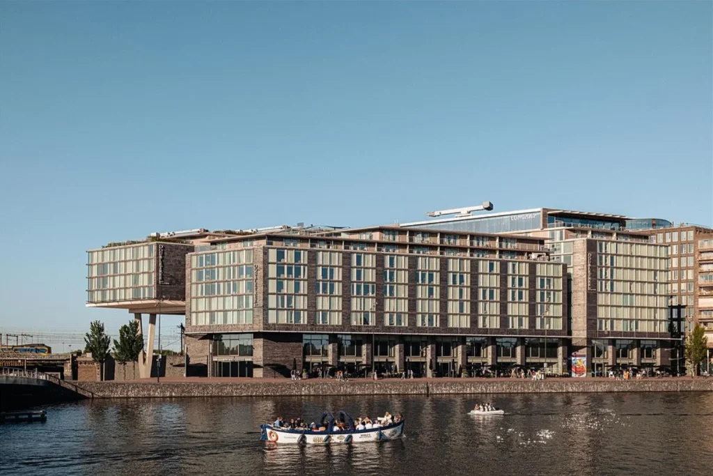 Waterfront exterior of DoubleTree by Hilton Amsterdam Centraal Station