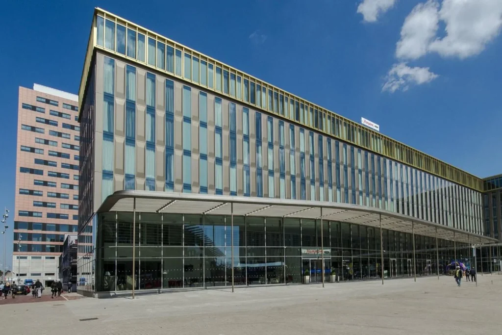 Modern hotel exterior at Hampton by Hilton Amsterdam