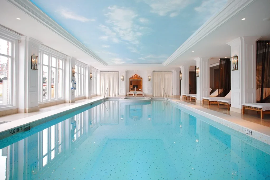 Large heated indoor swimming pool at InterContinental Amstel Amsterdam.