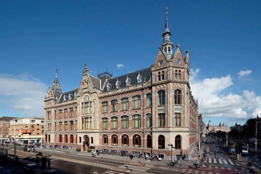 Historic hotel building exterior at Mandarin Oriental Conservatorium in Amsterdam, Netherlands