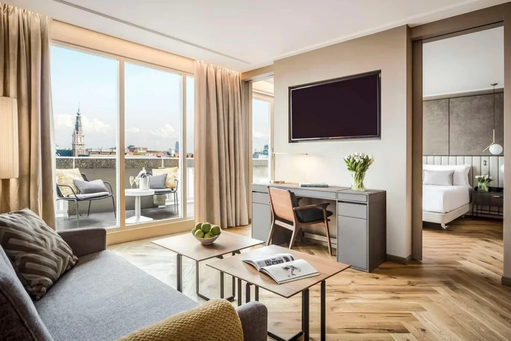 Spacious suite at NH Collection Grand Hotel Krasnapolsky Amsterdam with private terrace and city views
